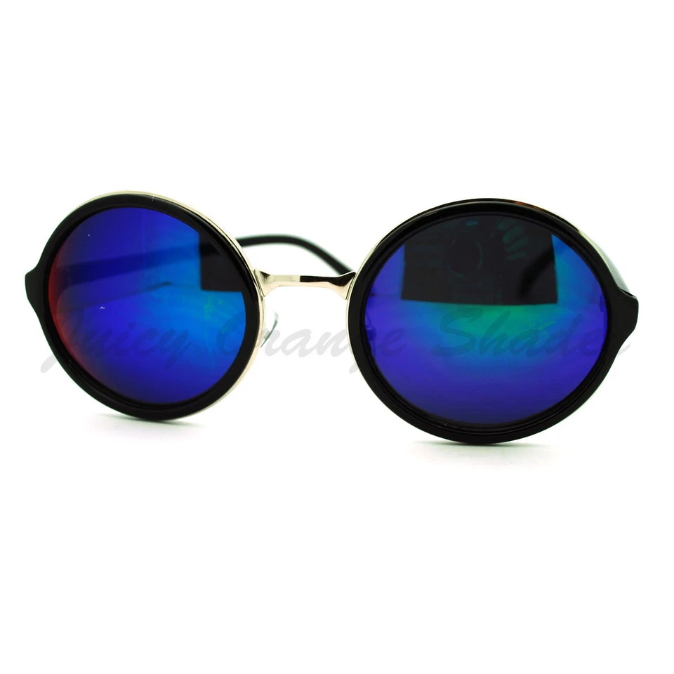Gafas de sol multicolores con lentes reflectantes marco circular redondo vintage Foto 3 de 4