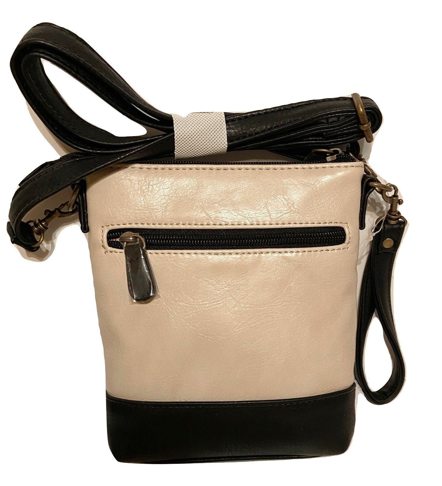 Stone Mountain Bonded Leather Black Tan Design Bagger Wristlet,Clutch 3 in 1