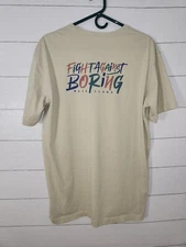 Baja Llama T Shirt Mens XL Short Sleeve Fight Against Boring Graphic Beige 