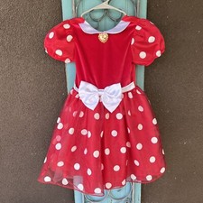 Disney Store Minnie Mouse Costume Dress Red w/White Polka Dots Size Small 6/6x