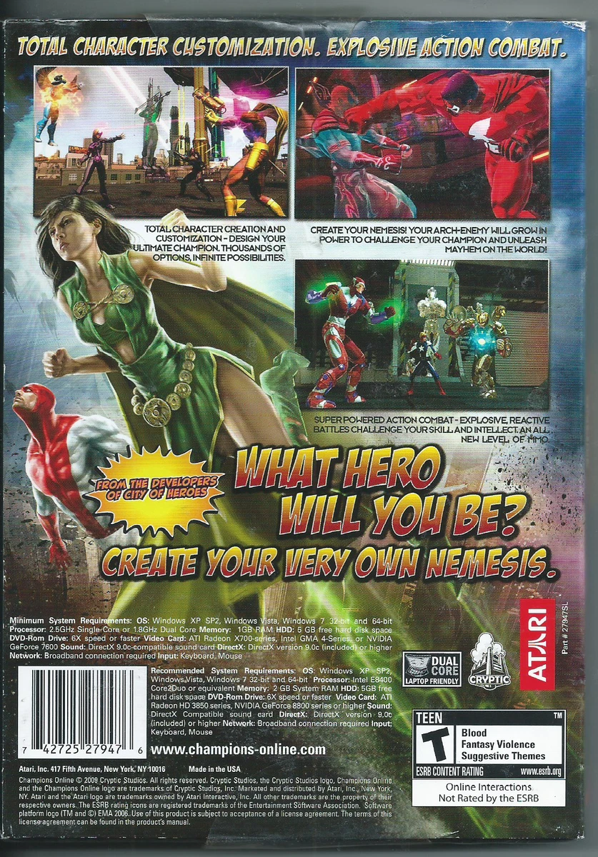 Atari Champions Online PC DVD ROM 2009 w Slipcover New