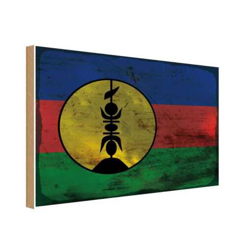 Holzschild Holzbild 30x40 cm Neukaledonien Fahne Flagge Geschenk Deko - Afbeelding 1 van 4