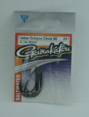 Gamakatsu 265412 2/0 Octopus In Line Point Steye Circle Hook