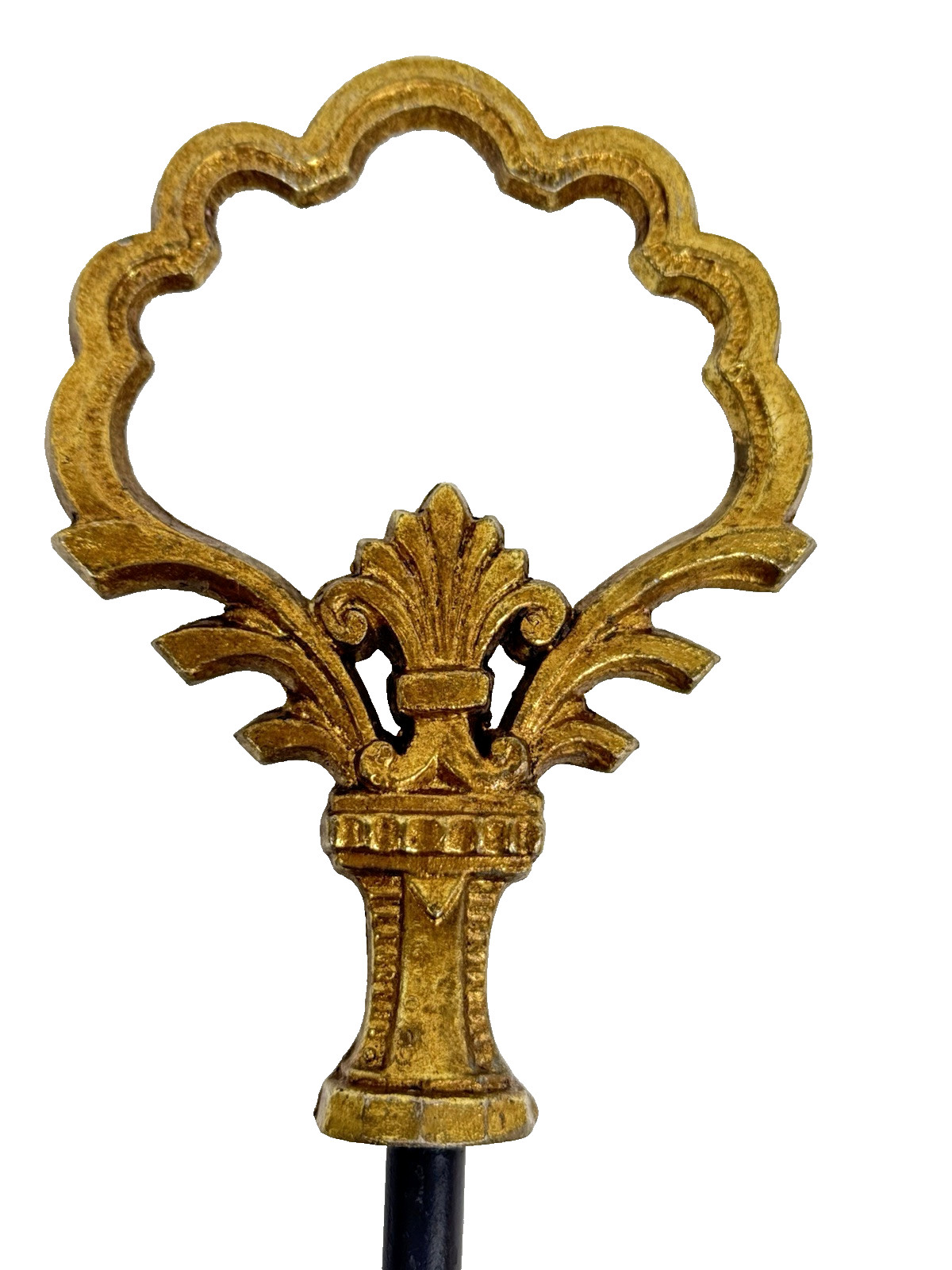 Vintage LARGE Brass Fireplace Damper Opener Hook Decorative Heavy 10” Long Gold