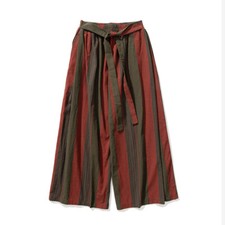 Men Loose Chinese Kung Fu Baggy Pants Striped Linen Wide Leg Trousers Casual