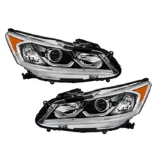 For 2016-2017 Honda Accord Sedan Black Halogen Headlights W/DRL Left&Right Side