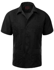 Guayabera Men's Cuban Beach Wedding Short Sleeve Button-Up Casual Dress Shirt