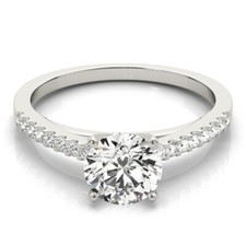 1.36 Ct Round Moissanite Wedding Engagement Ring 14K Solid White Gold Size 7 8 9