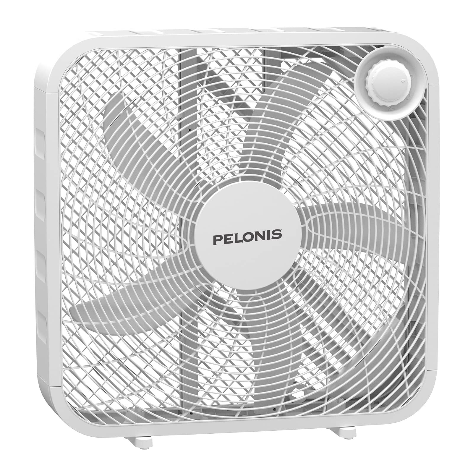 3-Speed Box Fan for Full-Force Circulation with Air Conditioner, White
