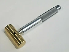 4 OZ. SMALL BRASS HAMMER KNURLED 5/8" ALUMINUM HANDLE * EXCELLENT GRIP USA MADE