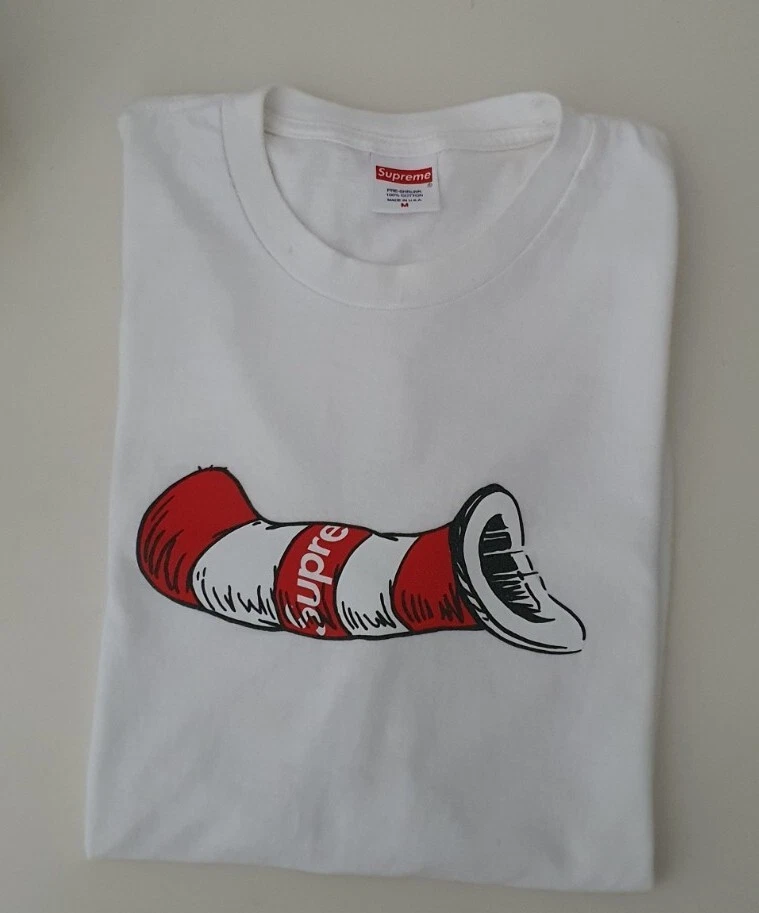 T shirt blanc FW18 Supreme Cat in the Hat taille M medium