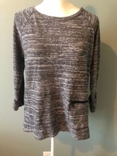 Jones New York Sport Womens Sweatshirt Top Size M Gray Pocket Zipper Activewear