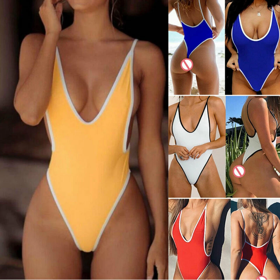 2025 Una Pieza Tanga Corte Alto Leotardo Body Traje de Baño Mameluco Monokini Bikini Foto 2 de 4