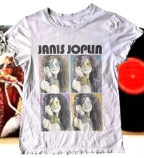 Janis Joplin T Shirt Small White Recycled Karma Pearl Bobby McGee Retro Music