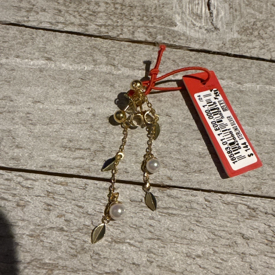 "Pendientes de perlas Majorica oro sobre plata de ley 1,8"" colgantes colección Romea" Foto 3 de 4