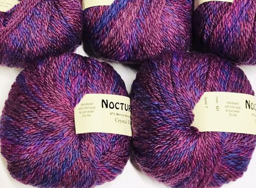 BOYSENBERRY 5 madejas 465yd Crystal Palace NOCTURNE ARAN lana merino + acrílico + mi hilo - Imagen 7 de 15