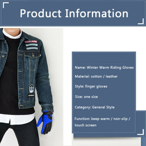 Guantes de bicicleta unisex invierno cálidos antideslizantes dedo completo de cuero para motocicleta - Imagen 14 de 26