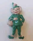 Vintage LEPRECHAUN BROOCH Pin Elf Green Celluloid Plastic Costume Jewelry