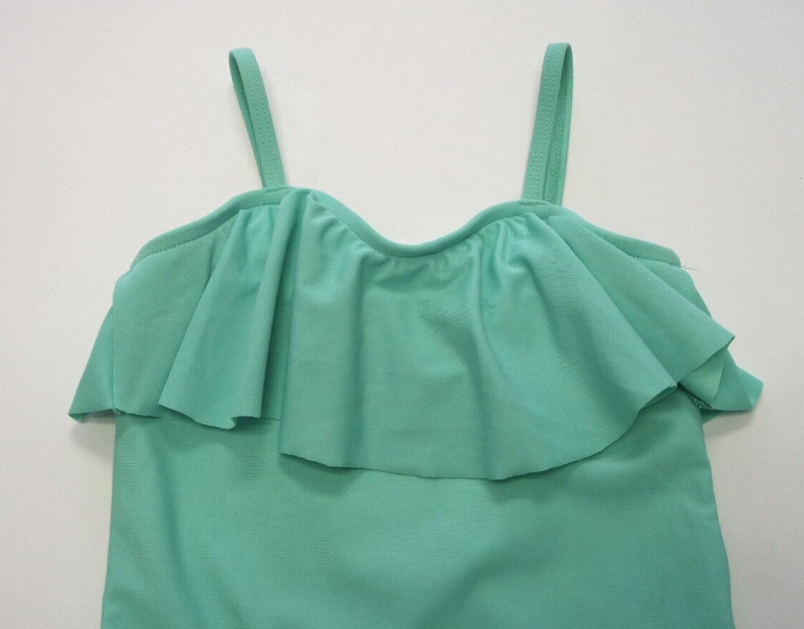 OLD NAVY BABY GIRL TURQUOISE ONE PIECE SWIMWEAR WITH RUFFLE Sz 4T