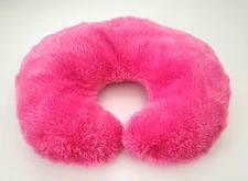 U Shaped Cushion Vintage Pink Plush Neck Pillow Fluffy Shaggy Soft Toy 17" x 13"