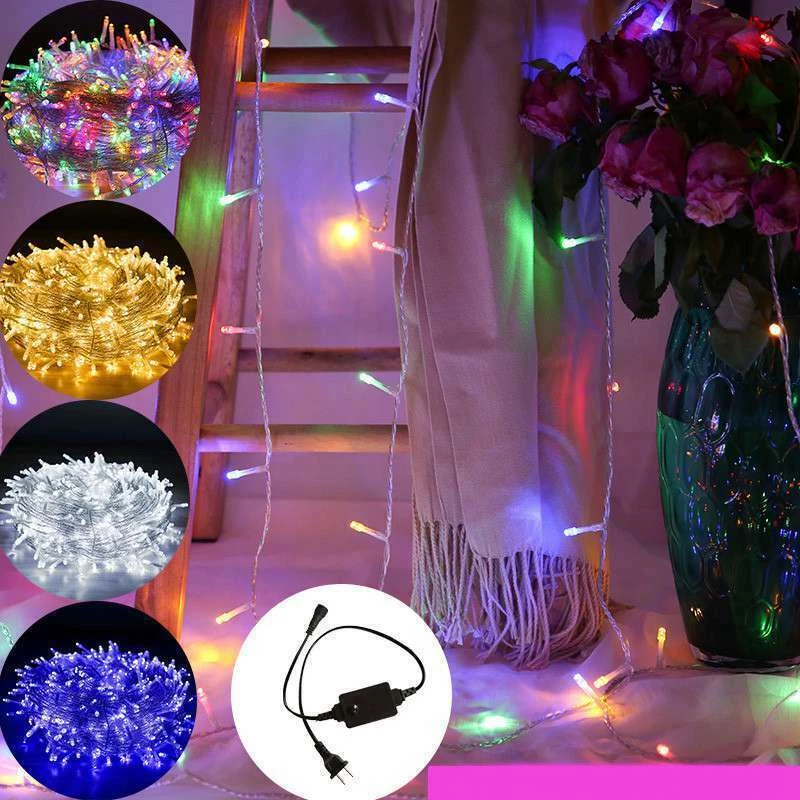 Plug Indoor Lights Outdoor LED Christmas 100 10 Lamps Party Fairy String M Xmas - Image 4 of 4