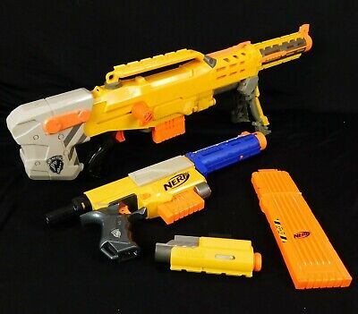 Nerf Blaster N-Force Longshot CS-6 Recon CS-6 Hasbro Yellow 18 Dart Clip 