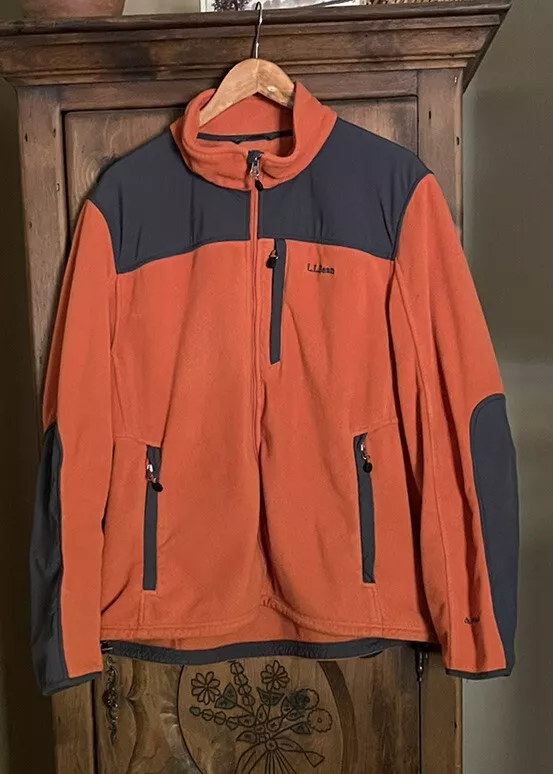 LL Bean Mens Size XL Polartec Wind Pro Color Block Full Zip Fleece Jacket