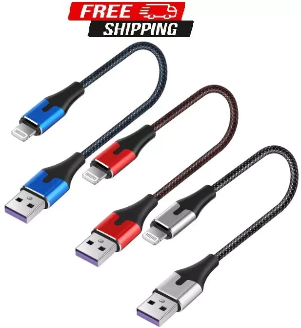 Short Lightning Cable 1ft 3Pack Apple MFi Certified iPhone Charging Nylon Bra...-image