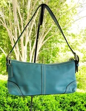Coach MINI F11195 Vintage Aqua Hamptons Soho Demi Baguette Shoulder Bag