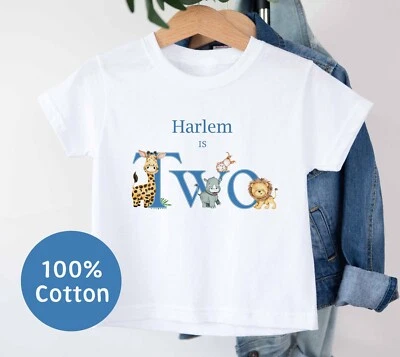 I Am One,Two,Three ~ Safari ~Baby's~Childs~BIRTHDAY~T SHIRT* PERSONALISED~ blue