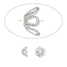 Bead cap, silver-plated brass, 7x4mm flower, fits 7-9mm bead. Pkg of 100