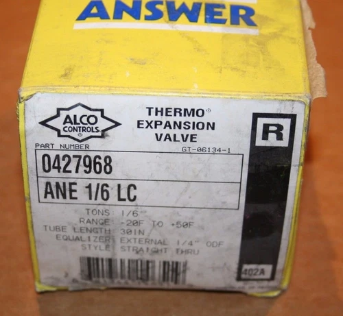 ALCO Thermo Expansion Valve, 0427968, ANE 1/6 LC, New in Box