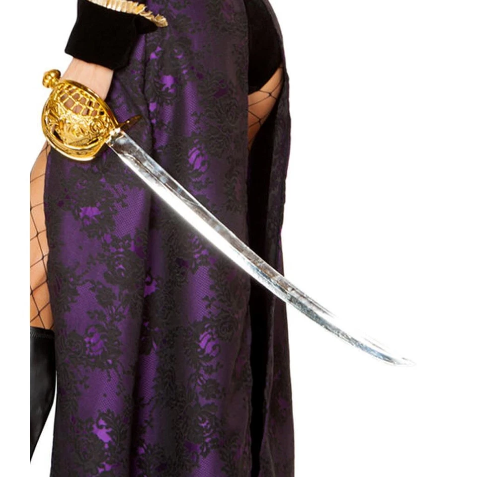 Espada Pirata Larga Dorada Mango Redondo Hoja Curvada Guardia Nudillos Disfraz 4693 Foto 4 de 4