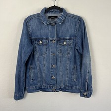 Forever 21 Oversized Jean Jacket Blue Denim Relaxed Boyfriend Coat Size Small