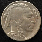 KAPPYSCOINS   G9267 1937S CH BU  GOLDEN TONED FULL HORN  BUFFALO NICKEL