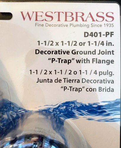 Westbrass D401-PF-26 DecorativeGround Styrene P-Trap and Flange, Polished Chrome - Picture 2 of 4