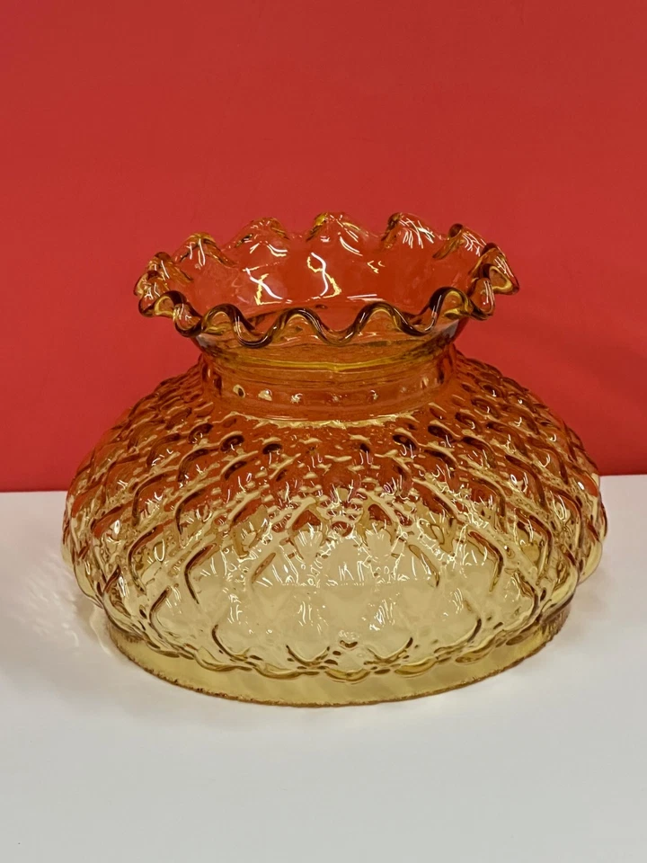 AMBER 6" x 5" STUDENT QUILTED Vintage LAMP Globe GLASSWARE Shade NEW 84111 - Image 4 of 4