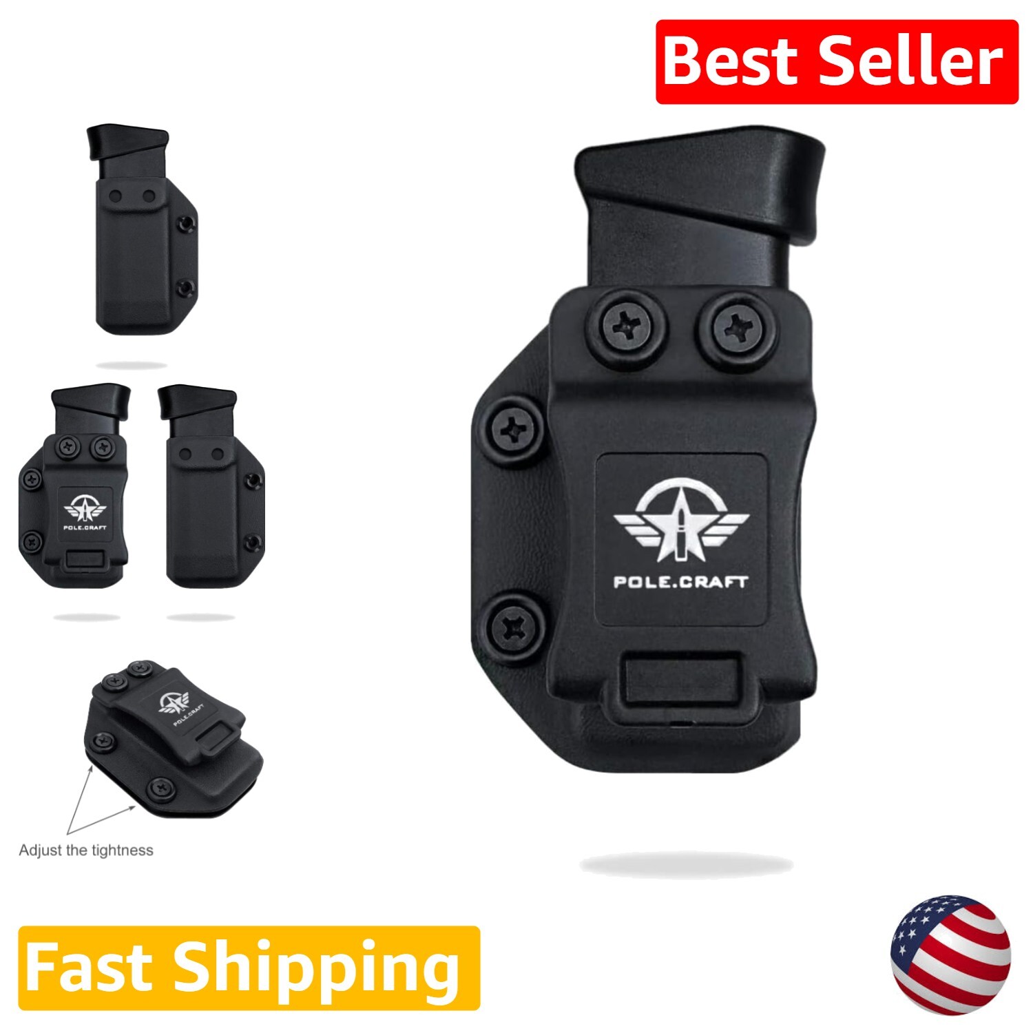 Adjustable Retention Kydex Mag Carrier for Glock 43 - Durable Handmade Design