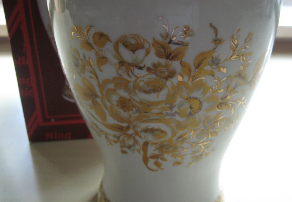 Deckelvase Goldblüte, Ming Collection Vase mit Blütenmuster Gold ***NEU + OVP*** - Bild 3 von 4