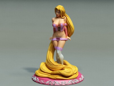 Rapunzel, Grimm, Märchen, sexy Pin-Up, 3D Druck, Figur, UNBEMALT