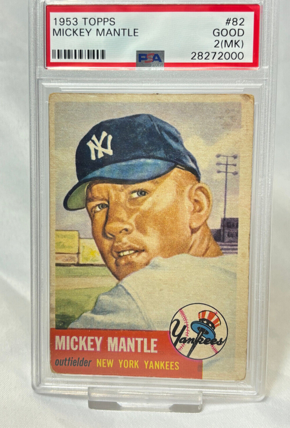1953 Topps MICKEY MANTLE Baseball Card #82 PSA 2 (MK)