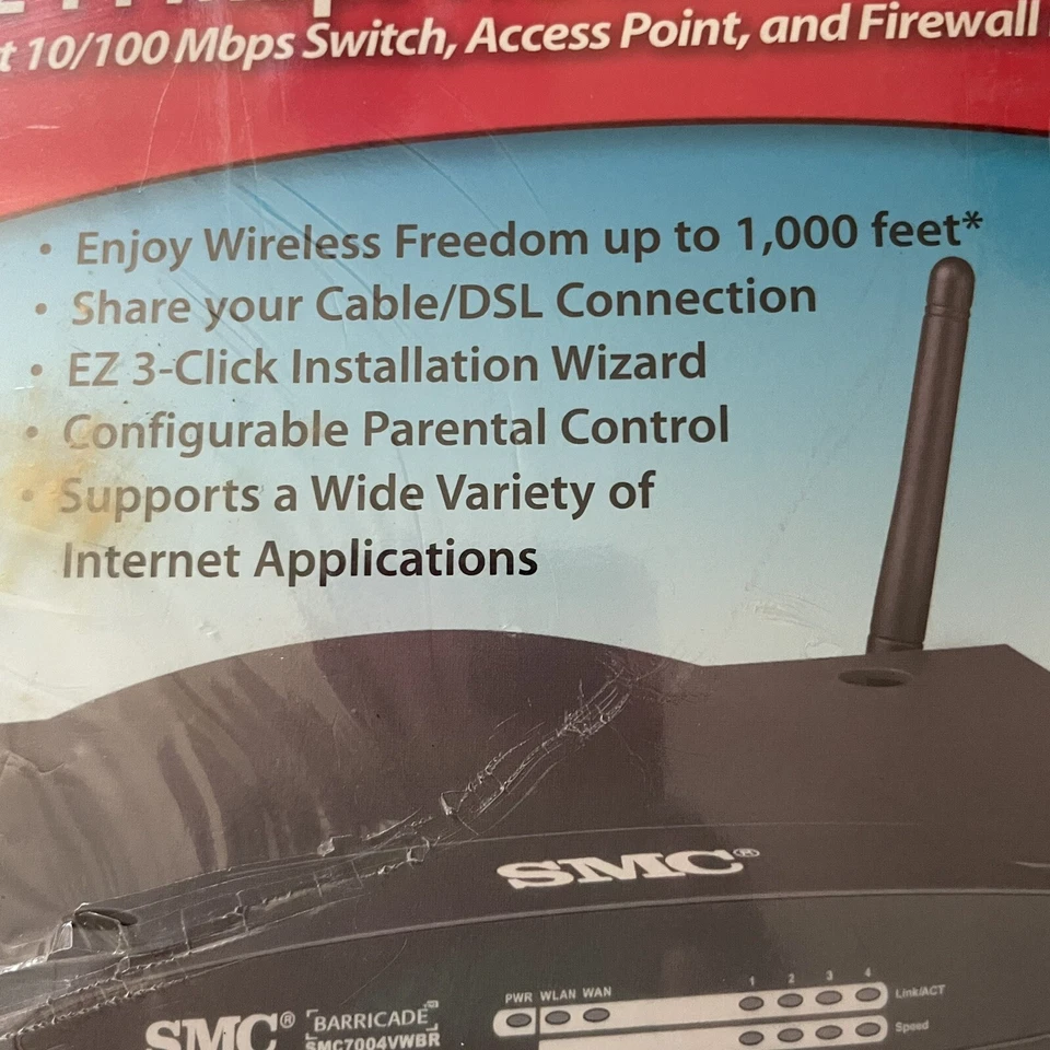 NEW SMC7004VWBR Barricade Cable/DSL Router w/ 4-Port 10/100Mbps and 802.11b - Image 4 of 4