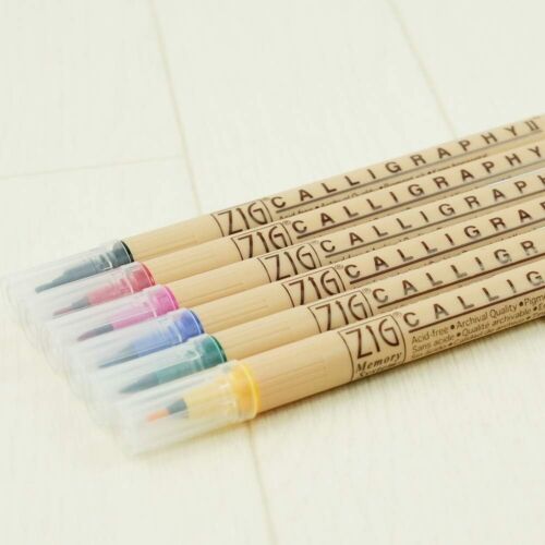 Kuretake ZIG memory system Calligraphy II Brush Pen 6colors MS-3500 New - Picture 3 of 6