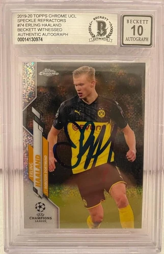 2019 Erling Haaland Topps Chrome Speckle Refractor #74 Beckett Grade 10 14130974