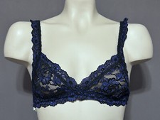 Hanky Panky Pull Over Bralette Black  Purple Stretch Lace Size Small