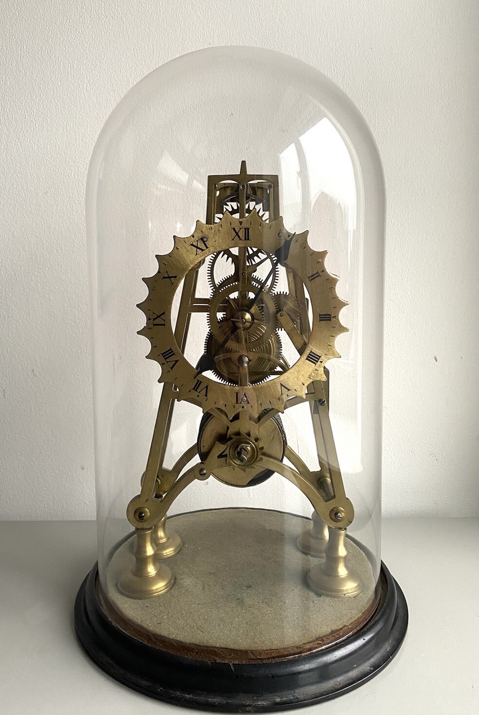 Antique Victorian Fusee Skeleton Clock Under Glass Dome eBay