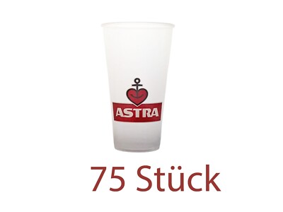75x Astra Bier Trinkbecher 0,5l Transparent (1 Stange) Bierglas Plastik