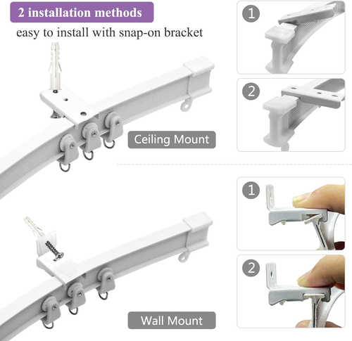 Ceiling Curtain Track, Flexible Bendable Curtain Track Wall Mount Curtain Rail T - Picture 2 of 12
