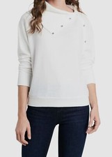  69 Vince Camuto Women's New Ivory Fold Over Neck Long Sleeve Sweater Size M