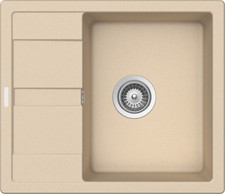 Lavello in granito Victory S580 crema con set eccentrico e valvola cestello s...